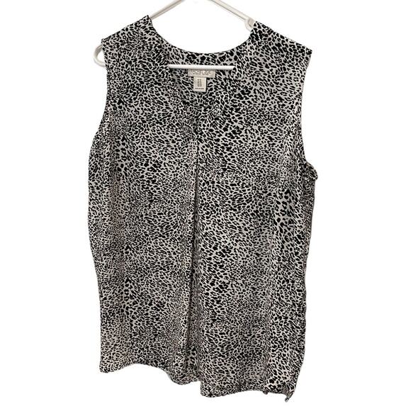Rachel Zoe sleeveless blouse black and white cheetah leopard print 1X - Picture 1 of 5